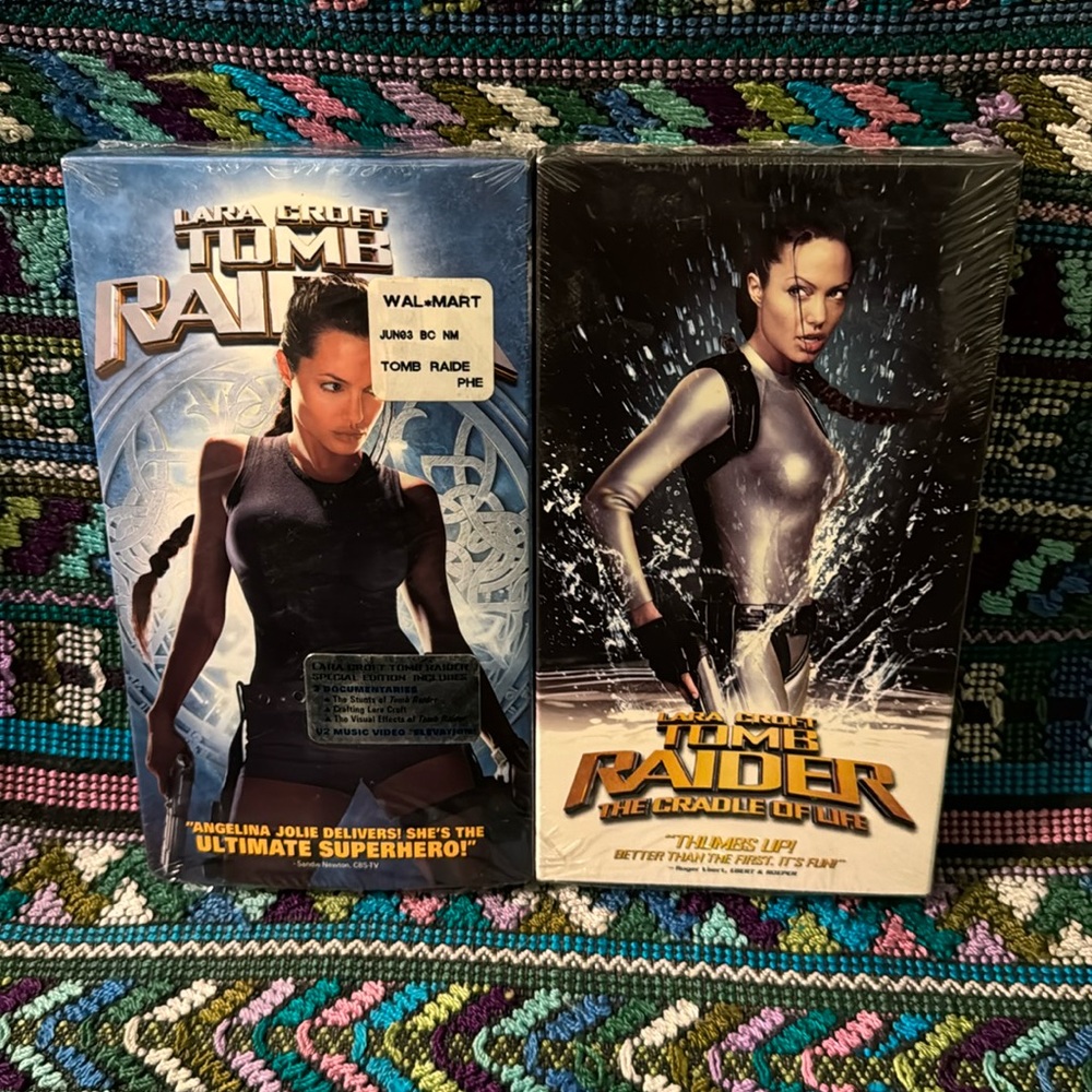 📼 TOMB RAIDER on VHS two video tapes one of them unopened the other used/newish